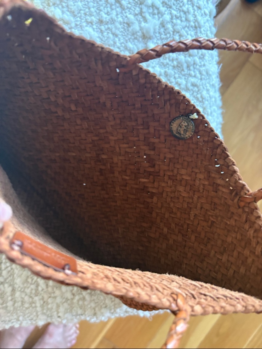 Dragon Diffusion Woven Leather Hand Bag in Cognac Brown - Picture 2 of 2